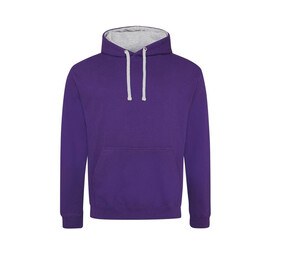 AWDIS JH003 - Sweat Capuche Contrastée Purple / Heather Grey