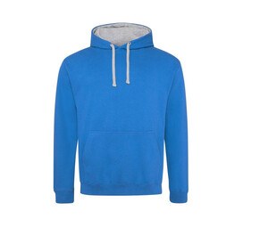 AWDIS JH003 - Sweat Capuche Contrastée Sapphire Blue / heather Grey