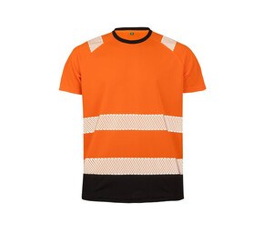 RESULT RS502X - T-shirt haute visibilité en polyester recyclé Fluorescent Orange/ Black