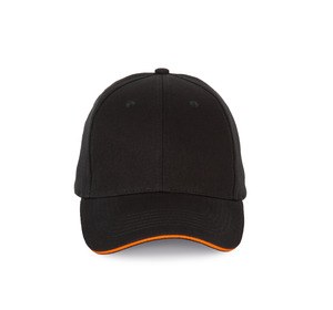 K-up KP185 - Casquette avec visière sandwich contrastée - 6 panneaux Black / Orange