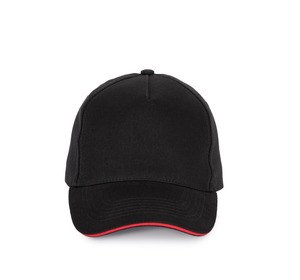 K-up KP189 - Casquette 5 panneaux Noir-Rouge