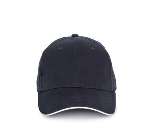 K-up KP198 - Casquette en coton bio avec visière sandwich contrastée - 6 panneaux Navy Blue / White