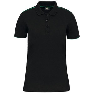 WK. Designed To Work WK271 - Polo manches courtes contraste DayToDay femme Black/ Kelly Green