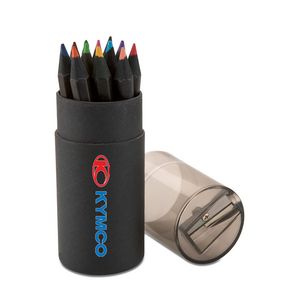 GiftRetail IT3630 - BLOCKY 12 crayons de couleurs noirs Noir