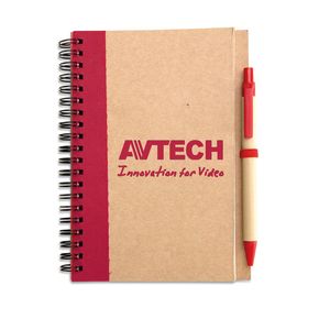 GiftRetail IT3775 - SONORA PLUS Bloc-notes recyclé et stylo Rouge