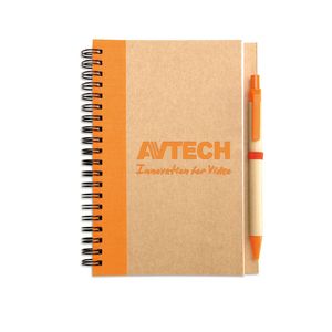GiftRetail IT3775 - SONORA PLUS Bloc-notes recyclé et stylo Orange