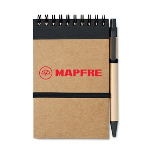 GiftRetail IT3789 - SONORA Bloc-notes recyclé et stylo Noir