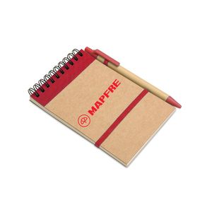 GiftRetail IT3789 - SONORA Bloc-notes recyclé et stylo Rouge