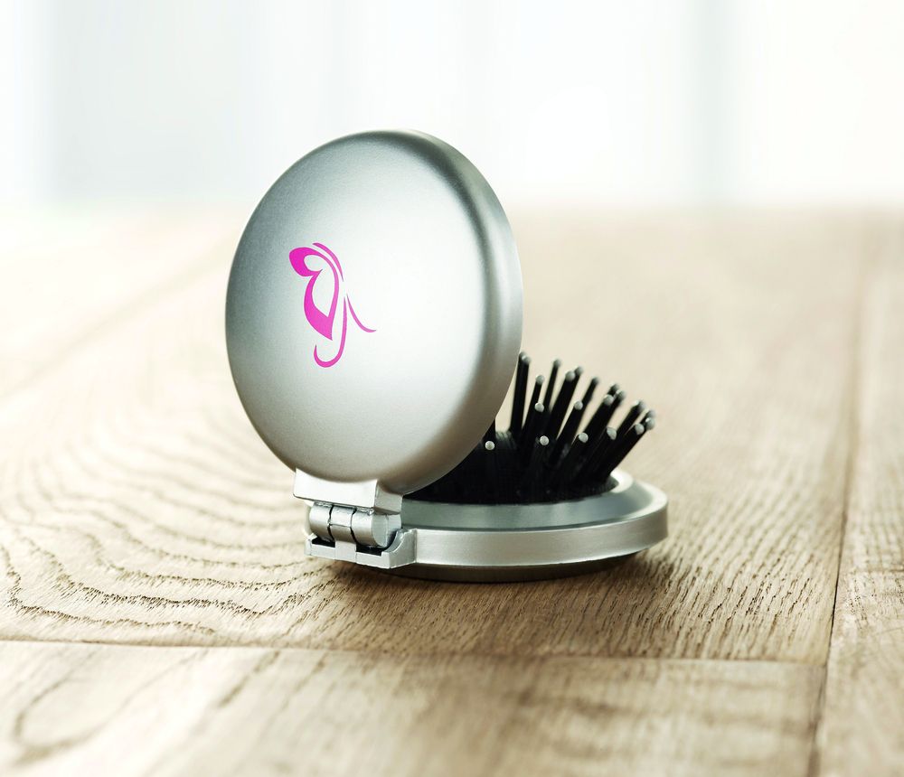 GiftRetail KC2683 - B BEAUTY Brosse/miroir pliable