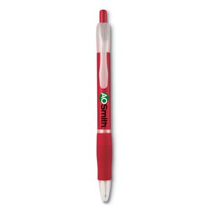 GiftRetail KC6217 - MANORS Stylo bille  grip caoutchouc Transparent Red