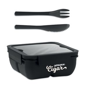 GiftRetail MO6275 - SATURDAY Lunch box avec couverts 600ml Noir