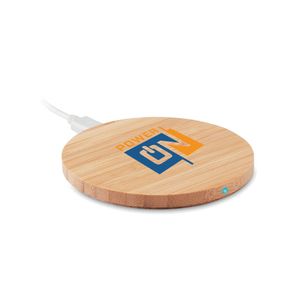 GiftRetail MO6390 - RUNDO + Chargeur sans fil rond bambou  MO6390- Wood