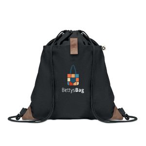 GiftRetail MO6550 - PANDA BAG Sac à cordon en coton recyclé Noir