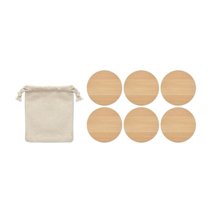 GiftRetail MO6601 - BAYIN SET Lot de 6 sous-verres en bambou