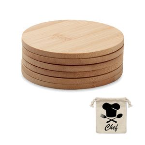 GiftRetail MO6601 - BAYIN SET Lot de 6 sous-verres en bambou Wood