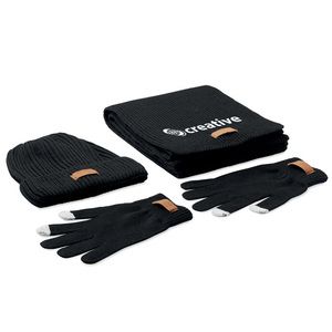 GiftRetail MO6651 - DENALI Set  3 pièces d'hiver en RPET Noir