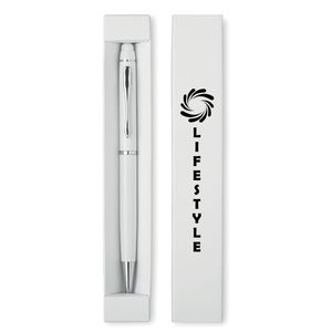 GiftRetail MO8476 - EDUAR Stylo touch twist en aluminium Blanc