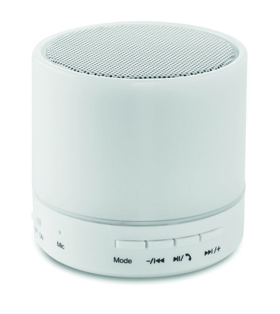 GiftRetail MO9062 - ROUND WHITE Haut-parleur Rond avec LED