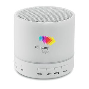 GiftRetail MO9062 - ROUND WHITE Haut-parleur Rond avec LED Blanc