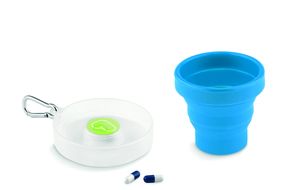 GiftRetail MO9196 - CUP PILL Tasse pliable avec pilulier Bleu