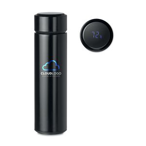 GiftRetail MO9796 - POLE Bouteille  avec thermomètre Noir