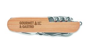 GiftRetail MO9934 - LUCY LUX Couteau multi outils en bambou Wood