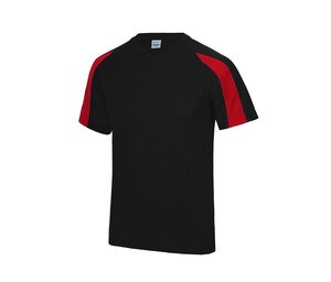 JUST COOL JC003 - Tee-shirt de sport contrasté Jet Black / Fire Red