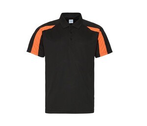 JUST COOL JC043 - Polo de sport contrasté Jet Black / Electric Orange