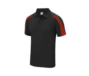 JUST COOL JC043 - Polo de sport contrasté Jet Black / Fire Red