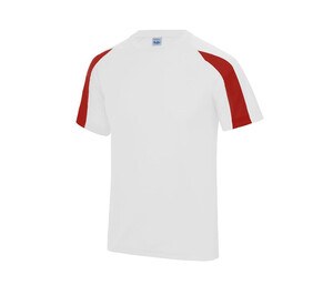 JUST COOL JC003 - Tee-shirt de sport contrasté Arctic White / Fire Red
