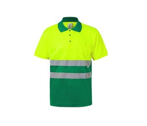 VELILLA VL173 - Polo Bicolore Manches Courtes Haute Visibilité Fluo Yellow / Green