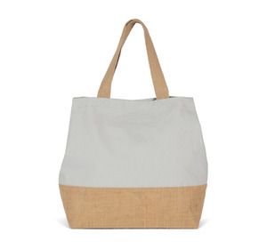 Kimood KI0235 - Sac shopping en toiles de coton & jute Snow Grey / Natural