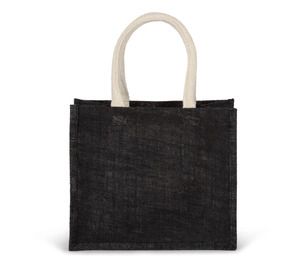 Kimood KI0273 - Sac style cabas en toile de jute - modèle moyen Black