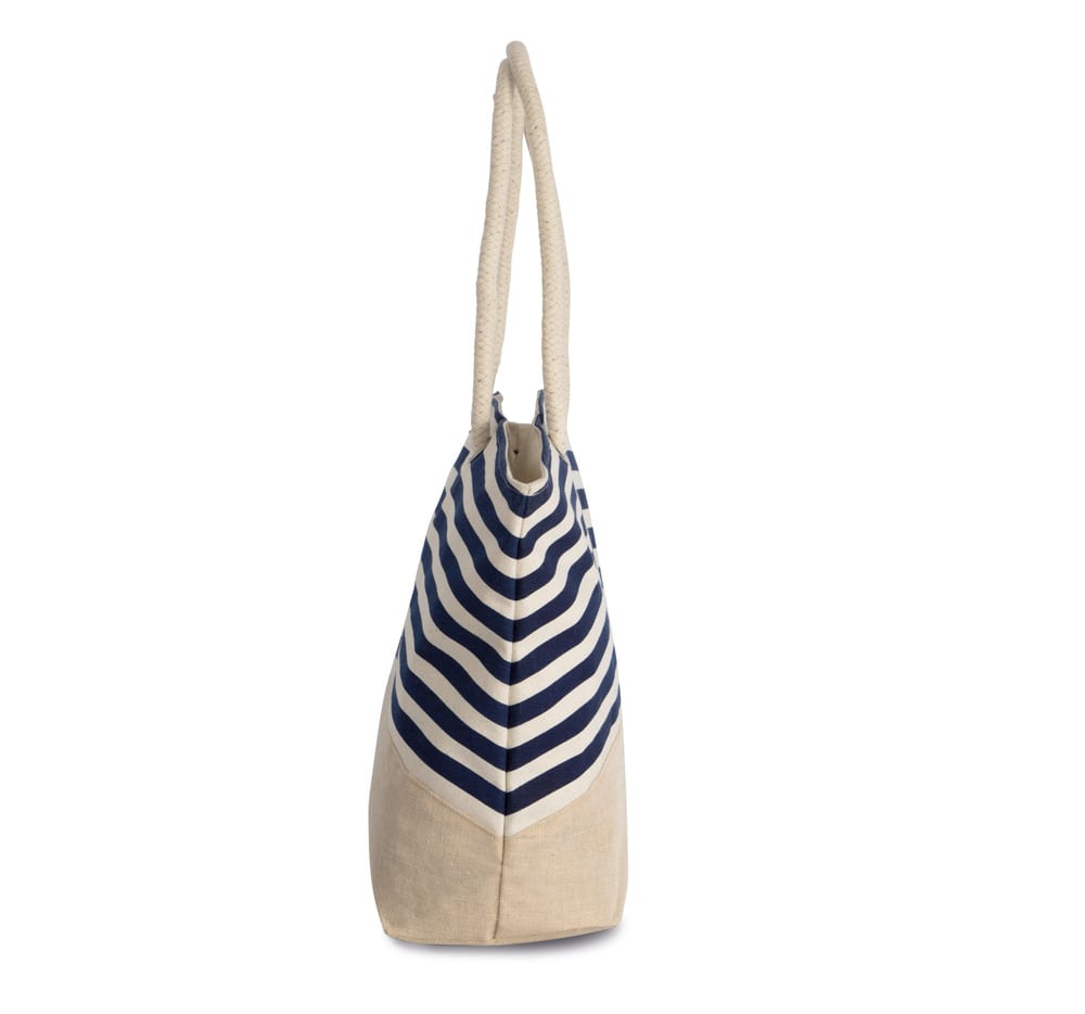 Kimood KI0283 - Sac shopping style marin en toile de jute