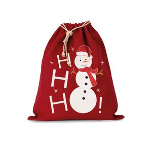 Kimood KI0745 - Sac coton à cordon motif bonhomme de neige Cherry Red