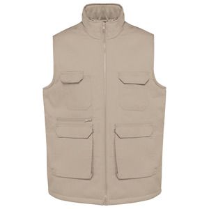 WK. Designed To Work WK607 - Gilet polycoton multipoches rembourré unisexe Beige