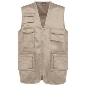 WK. Designed To Work WK609 - Gilet polycoton multipoches doublé unisexe Beige