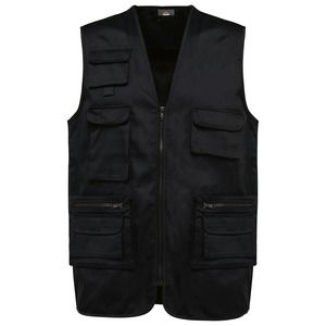 WK. Designed To Work WK609 - Gilet polycoton multipoches doublé unisexe Black