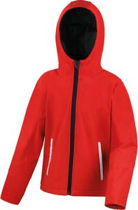 Result R224JY - Veste Softshell Capuche Enfant Red / Black