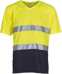 Yoko YHVJ910 - T-shirt col V haute visibilité Top Cool Hi Vis Yellow/Navy