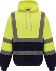 Yoko YHVK05 - Sweatshirt capuche haute visibilité Hi Vis Yellow/Navy