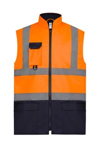 Yoko YHV005 - Bodywarmer rembourré haute visibilité Hi Vis Orange/Navy