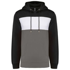Kariban K4016 - Sweat-shirt tricolore à capuche unisexe Black / White / Basalt Grey
