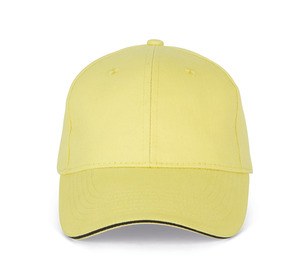 K-up KP011 - ORLANDO - CASQUETTE HOMME 6 PANNEAUX Lemon Yellow / Dark Grey