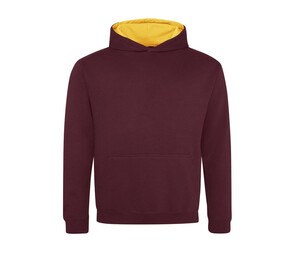 AWDIS JH03J - Sweat enfant capuche contrastée Burgundy/ Gold