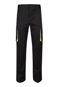 Velilla 103008S - PANTALON STRETCH BICOLORE BLACK/HI-VIS YELLOW