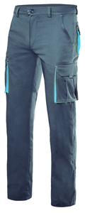 Velilla 103024S - PANTALON STRETCH BICOLORE Grey / Sky Blue