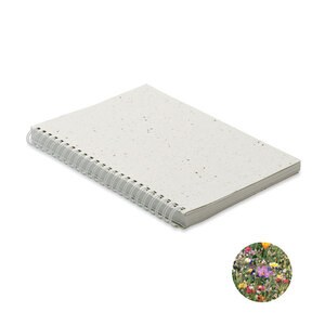 GiftRetail MO2083 - SEED RING Carnet A5 couv. papier semence Blanc
