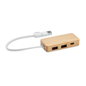 GiftRetail MO2143 - HUBBAM Hub USB 3 ports en bambou Wood