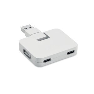 GiftRetail MO2254 - SQUARE-C Hub USB 4 ports et câble 20cm Blanc
